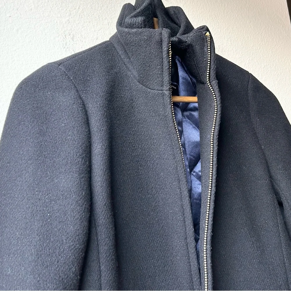 J.Crew Black Lodge Coat in Italian Stadium-Cloth Wool Sz 0